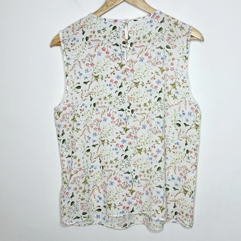 Floral Lace Peter Pan Collar Sleeveless Top Womens M 10 Cottagecore Twee Spring